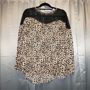 Torrid Leopard & Lace Long-Sleeve Blouse